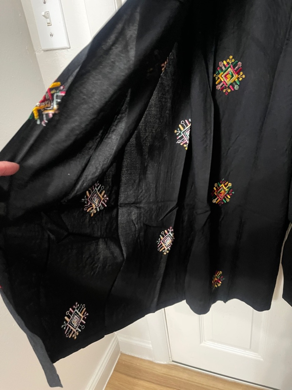 Rhea Charlotte Black Side Flap Viscose Pants With Sequin Embroidery Size S/M NWT - Picture 5 of 12